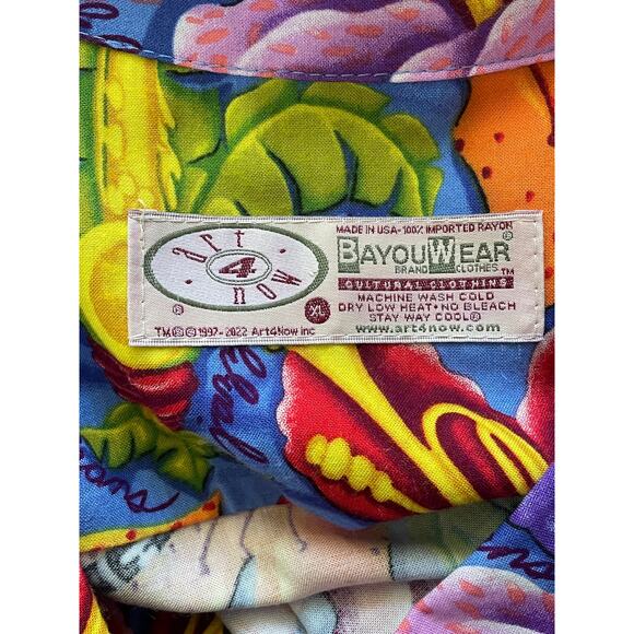 Bayou Wear HawAhYa Hawaiian Fleur De Jazz Print Button Front Shirt Size XL NWT - Picture 5 of 7
